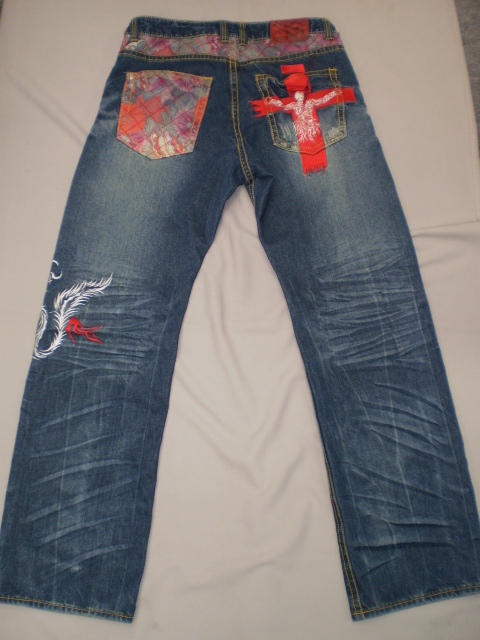 錦×エヴァンゲリオン デニム ジーンズ 34インチ 豪華刺繍 - パンツ